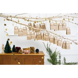 Adventi naptár tasakok, kézműves 8x6,5x21 cm S/24