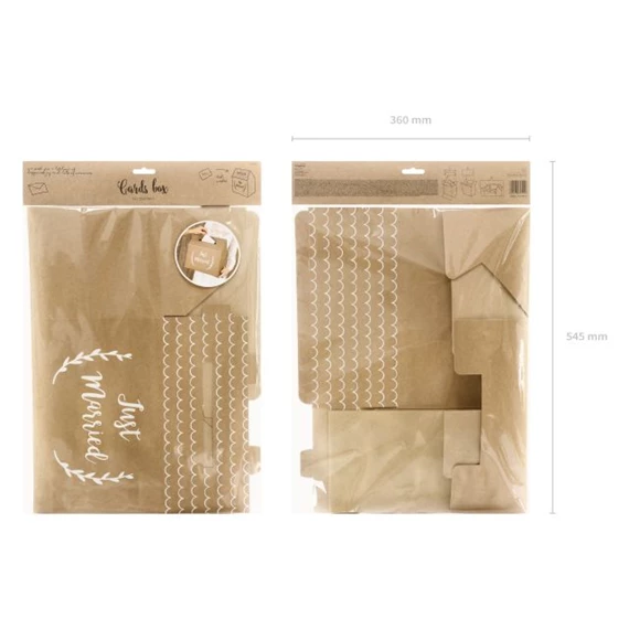 Ajándékdoboz "Just married" felirattal papír 30x30,5x16,5cm barna