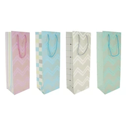 Ajándéktasak cikkcakk mintával 12x35x9 cm 4 féle