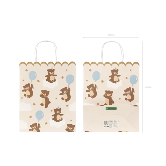 Ajándéktasak macik vegyes 26x32,5x13 cm