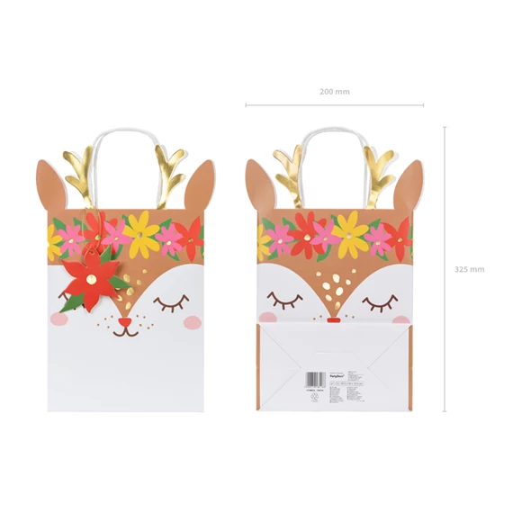 Ajándéktasak szarvas, mix, 20,5x30x10,5 cm