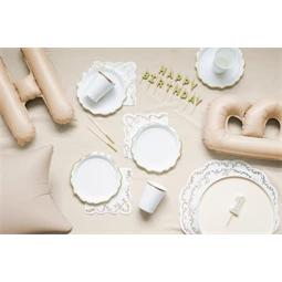 Alátétek arany díszítéssel, fehér, 35,5 cm S/6