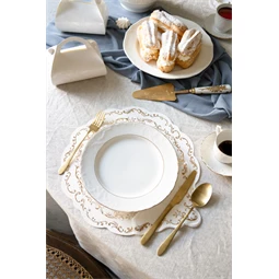 Alátétek arany díszítéssel, fehér, 35,5 cm S/6