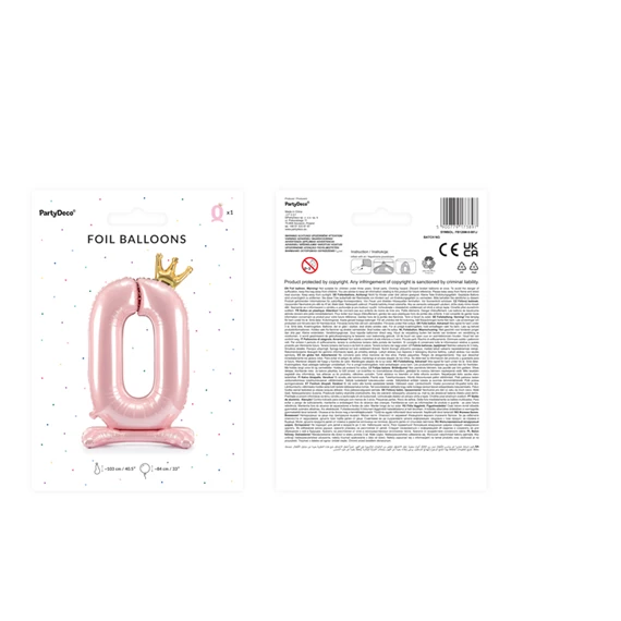 Lufi 0-s szám álló fólia 84 cm világos rózsaszín