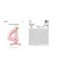 Lufi 4-es szám álló fólia84 cm világos rózsaszín