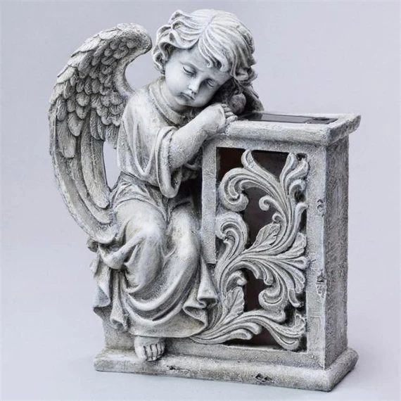 Angyal szolár lámpával 12x26x20 cm