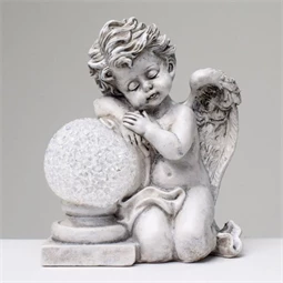 Angyal térdelő gömbbel 12x15x9 cm