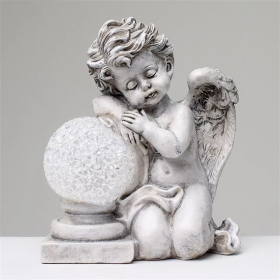 Angyal térdelő gömbbel 12x15x9 cm