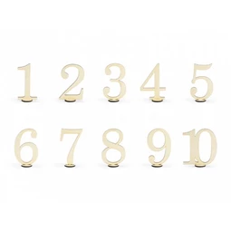 Asztal számok fa 10,5 cm natúr S/10