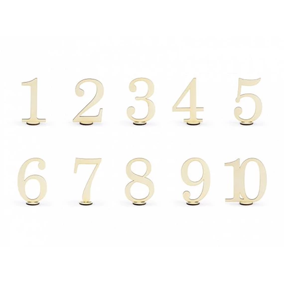 Asztal számok fa 10,5 cm natúr S/10