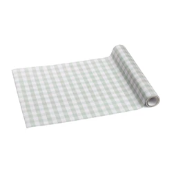 Asztali futó rács mintával, zsálya, 40x500 cm