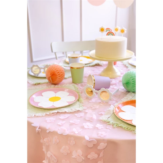 Asztali futó virágokkal világos rózsaszín 26 x 500 cm