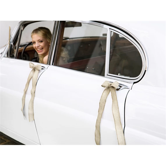 Autó dekorációs készlet masnik, zsákvászon