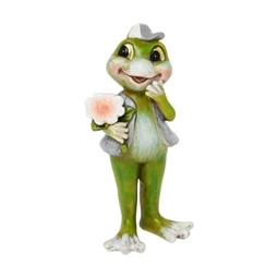 Béka kantáros nadrágban, virággal 4,5x3x12,3 cm