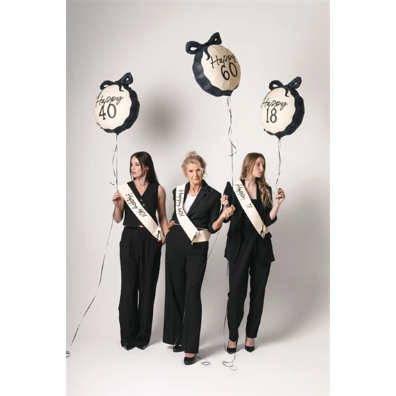 Szalag Happy 40 felirattal, krém, 76 cm