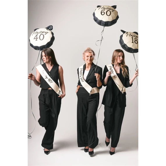 Szalag Happy 60 felirattal, krém, 76 cm