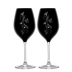 Boros pohár Swarovski kristállyal, virág mintával 470 ml 24x9,3 cm S/2