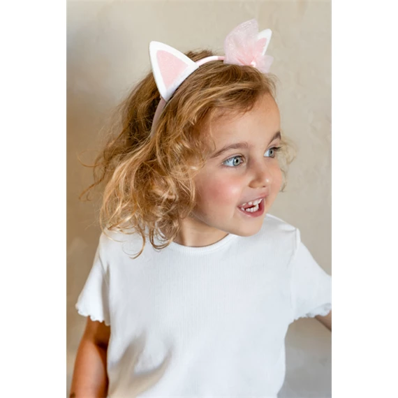 Fejpánt cicafül masnival rózsaszín 18,5x17 cm