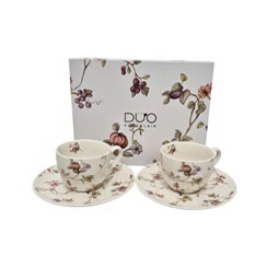 Csésze alátéttel, virág mintával, dobozban 110 ml S/2