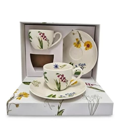 Csésze alátéttel, virág mintával, dobozban 110 ml S/2