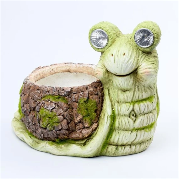 Csiga mohás beültethető, LED-es szolár 32x24x19 cm