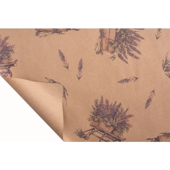 Csomagolópapír levendula mintával, vízálló 0,8x40 m