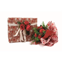 Csomagolópapír szív mintával, vízálló 0,8x20 m