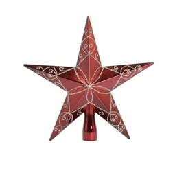 Csúcsdísz csillag, fényes, mintával, glitteres 20 cm
