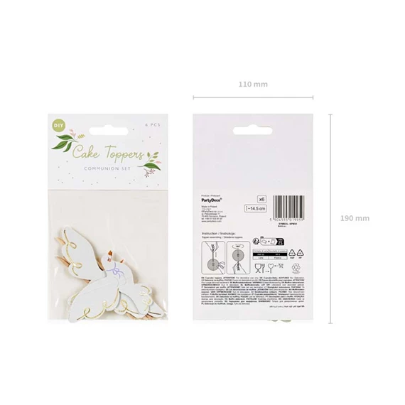 Cupcake dísz galamb 14,5 cm mix S/6