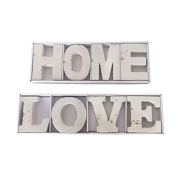 Dekoráció "Home" és "Love" felirat 42,5x3,5x12 cm 2 féle