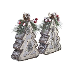 Dekoráció LED-es, akasztós fenyő 10x5,5x14 cm 2 féle