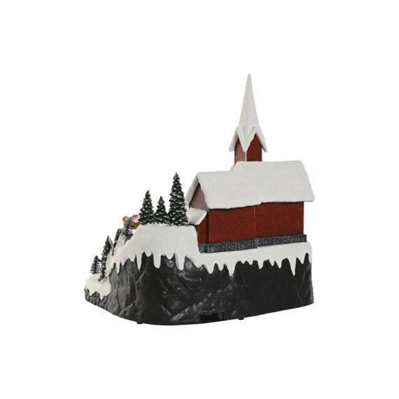 Dekoráció LED-es város, zenélő, mozgó 33x31x38 cm