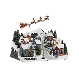 Dekoráció LED-es város zenélő, mozgó 38x17,5x29 cm