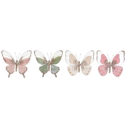 Dekoráció akasztós pillangó 15x3x18 cm 4 féle