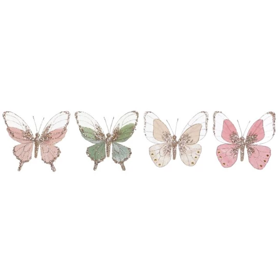 Dekoráció akasztós pillangó 15x3x18 cm 4 féle