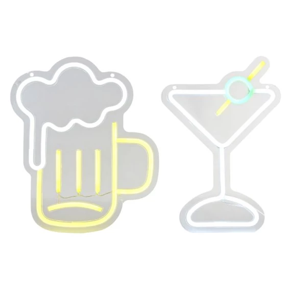 Dekoráció cocktail, sör LED-es 21x1,5x30 cm 2 féle