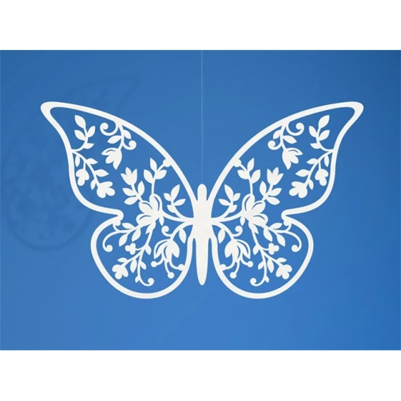 Dekoráció pillangó papír 7x4cm fehér S/10