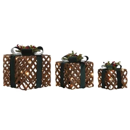 Dekoráció szett ajándékdoboz 30 LED-es 26x26x30 cm S/3