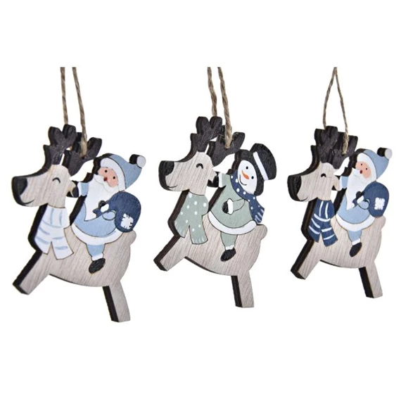 Dekoráció szett akasztós rénszarvas 21x8x1,5 cm S/3