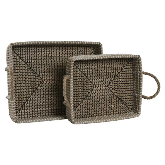 Dekoráció tálca szett füllel, szögletes 41x32x16 cm S/2