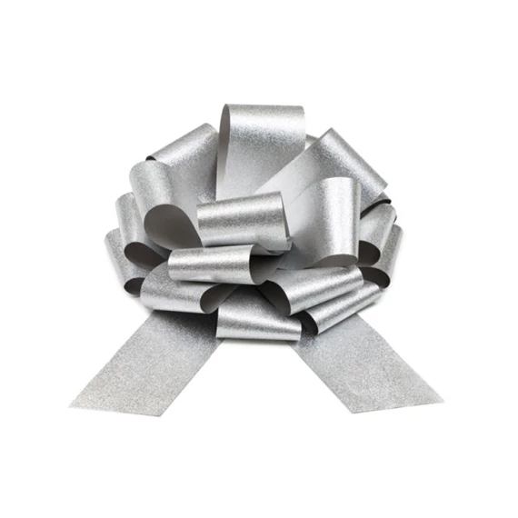 Dekorációs masni DIY ezüst 30 cm