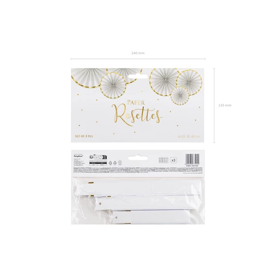 Dekorációs rozetták fehér S/3