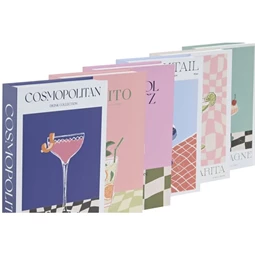 Doboz szett könyv alakú, koktél mintás 17x4,2x26,5 cm 6 féle