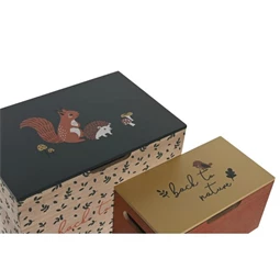 Doboz szett mókussal, sünivel 28x18x18 cm S/2