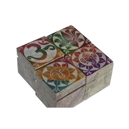 Ékszertartó köves lótusz, vésett 5x5x5 cm 4 féle