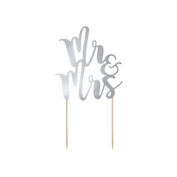 Betűző Mr&Mrs papír 25,5cm ezüst