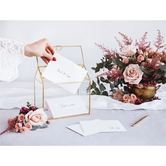 Esküvői kártyadoboz arany 13x21x21cm