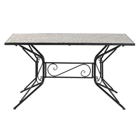 Étkezőasztal kovácsoltvas mozaik mintával 140x70x75,5 cm