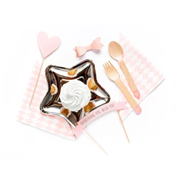 Fa evőeszköz szívek rózsaszín 16 cm