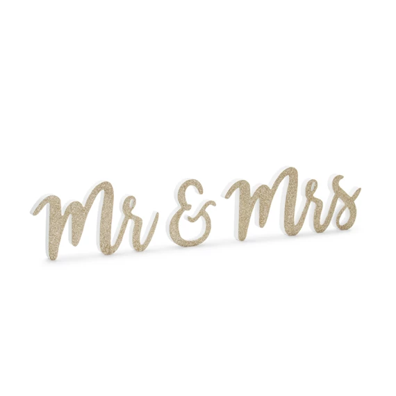 Fa felirat mr & mrs arany 50x10 cm